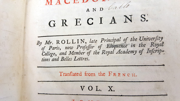 Title page of Volume 10 of Charles Rollin’s Antient History